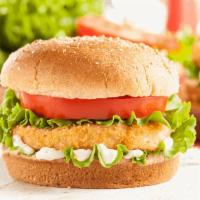 Fried Chicken Sandwich with Fries · lettuce tomato and mayo.