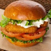 Fish Patty Sandwich with Fries · Lettuce, Tomatoes and Tartar Sauce.