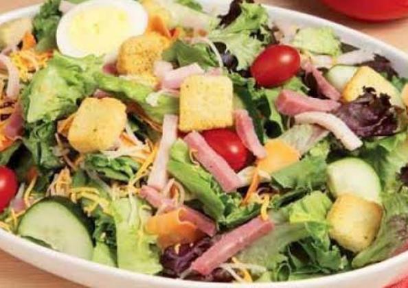 Chef Salad Lg · Turkey, ham, lettuce, tomato, onion, cheese and hard-boiled egg.