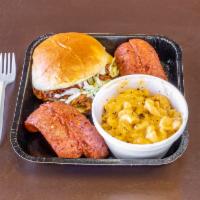 2 Meat Combo with 1 Side · Choice of hot links, pulled pork, shrimp or rib tips.