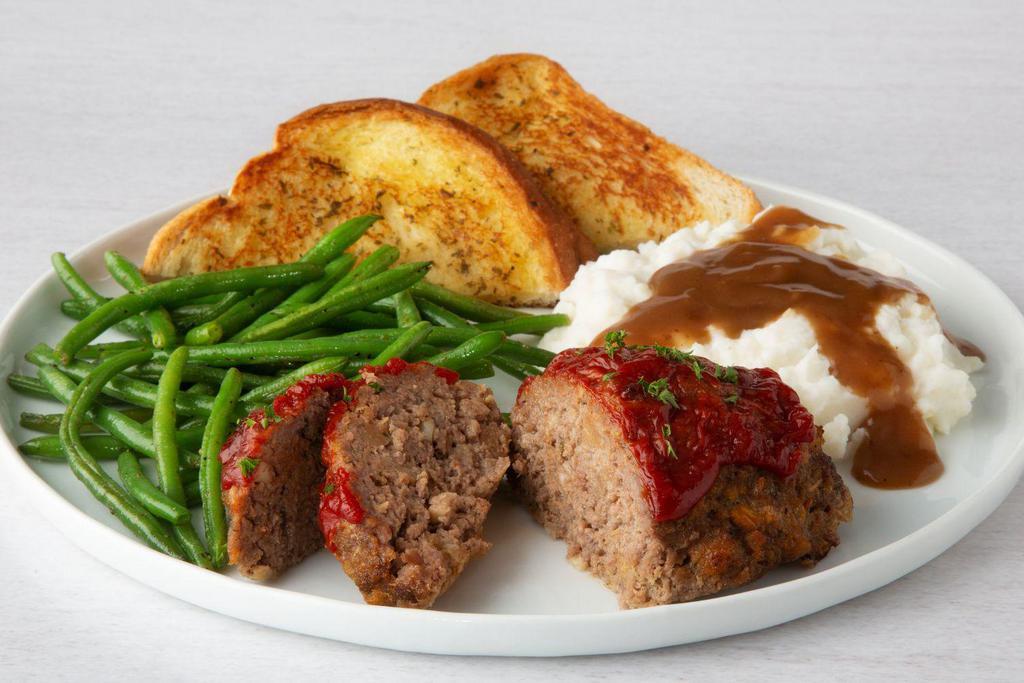 All-American Meatloaf · Glazed with ketchup and served with Texas toast.  Served with choice of two sides.