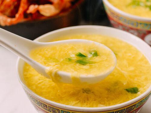3. Egg Drop Soup with Crispy Noodles · Soup that is made from beaten eggs and broth.