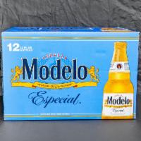 12 Pack of Bottled Modelo Especial Beer bottles and cans · Must be 21 to purchase. 12 oz. 4.4% ABV.