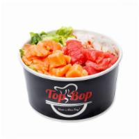 5. Poke Bop · Tuna, salmon, crabmeat (imitation), rice, lettuce. Default sauce: level 3.