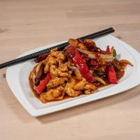 Kung Pao Chicken · Chicken, bell pepper, onion, dry chili, green onion tossed in our house kung pao sauce.
