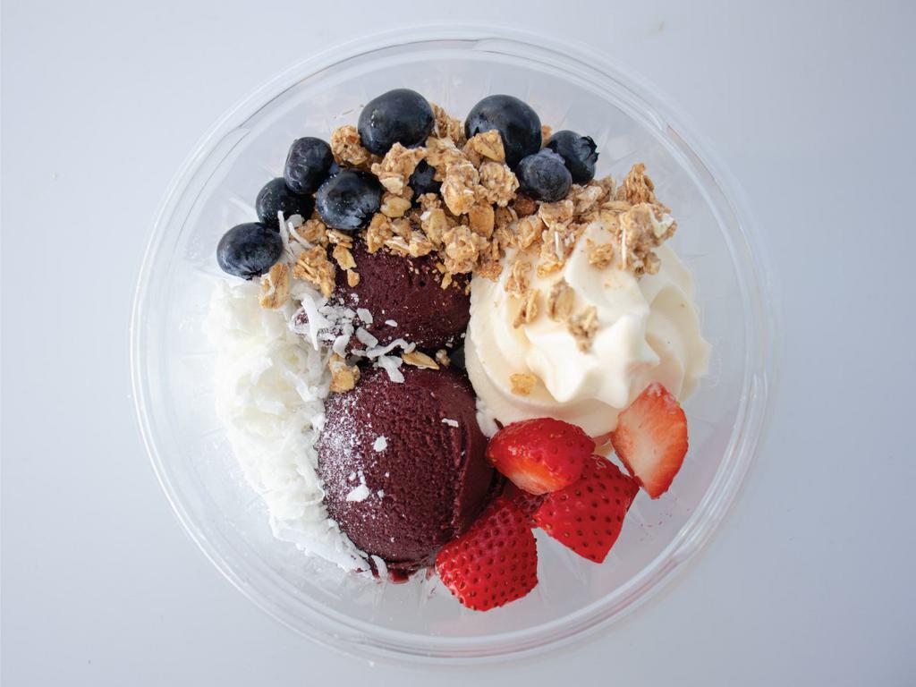 BYO Acai with Froyo Bowl · Enjoy our organic acai with your choice of delicious Menchie's frozen yogurt flavors and up to 4 toppings!