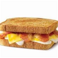 Breakfast Toast Sandwich with Meat, Egg and Cheese · 