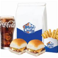 Let's Get Cheesy Meal · 10 cheese sliders, 2 small fries and 2 small soft drinks.