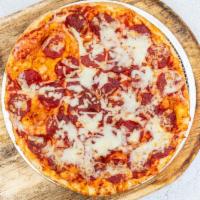 Pepperoni Passion Pizza · Red sauce, extra pepperoni and extra mozzarella cheese.