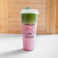 Strawberry Matcha · Strawberry mixed with Matcha and milk. Add toppings for an additional charge.