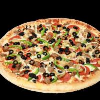 Supreme Pizza · Pepperoni, mushroom, green pepper, onion, Italian sausage.