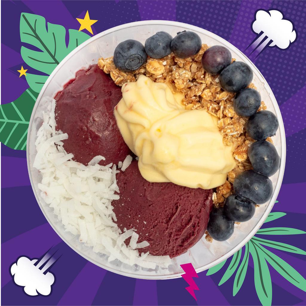Tropicalicious Bowl · Life’s sweeter with this Tropicalicious Bowl. It’s made with organic Acai, dairy-free Pineapple Sorbet, Granola, Bananas, and Coconut Shreds.