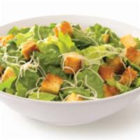 Small Caesar Salad · Romaine lettuce, house croutons, and parmesan cheese tossed with Caesar dressing. Vegetarian.
