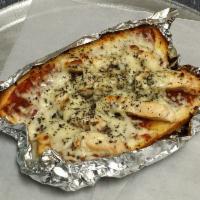 Chicken Parmesan Sub · Toasted buttered baked hoagie, grilled chicken, mozzarella and provolone cheese, basil, all ...