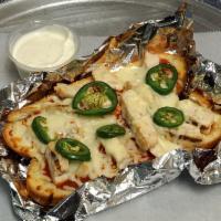 Buffalo Chicken Sub · Toasted buttered baked hoagie, grilled chicken, mozzarella and provolone cheese, jalapeno, a...