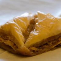 Baklava · Phyllo dough stuffed with nuts and pecan.
