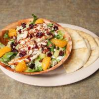 Cranberry Chicken Salad · Tossed greens topped with grilled chicken, bleu cheese crumbles, mandarin oranges, pineapple...