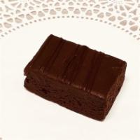 Mini Brownies · Rich chocolate fudge brownie topped with chocolate ganache.