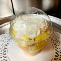 Tres Leches Cup · Italian cream layer with sweet condensed milk, evaporated milk, heavy cream soaked cake topp...