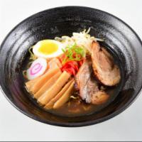 Shoyu Ramen · Traditional Tokyo ramen. Shoyu ramen served with a soy sauce-based broth top with grilled ch...