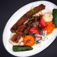 Mixed Grill · Combination of chicken, lamb shish, adana, grilled kofte and doner.
