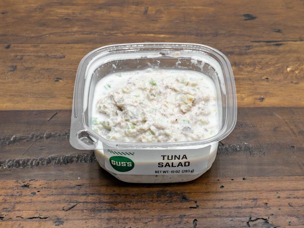 10 oz. Tuna Salad · Tuna, mayonnaise, celery, red onions, whole grain mustard, salt, and pepper.
