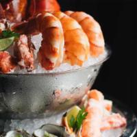 Grand Seafood Tower · Prawns, Maine Lobster, Alaskan King Crab Legs, Oysters*