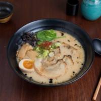 Tori Tonkotsu Ramen · Homemade noodles in a rich milky chicken and pork broth, topped with braised pork chashu, so...