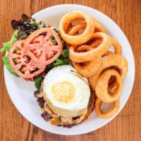 Eggs 'n Things Signature Burger · Mushrooms, onions, bacon and an over easy egg.
