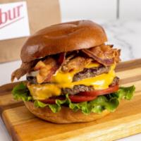 Double Bacon Cheeseburger by Calibur Express  · By Calibur Express. 1/2 lb fresh, organic, grass fed California beef with double American ch...