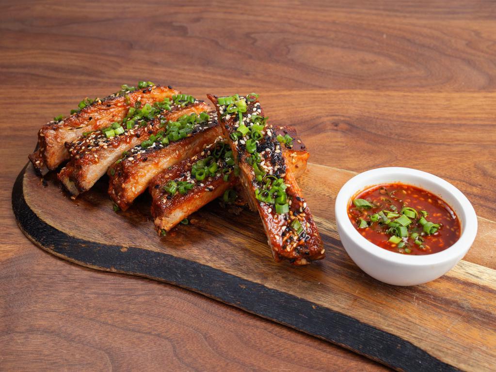 Gochujang Ribs · 5 Smoked St. Louis Cut Ribs. Featuring our house BBQ spice rub and Korean Gochujang Glaze. Contains sesame and soy. We cannot make substitutions.