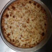White Pizza · Olive oil, Parmesan cheese, mozzarella cheese, oregano and garlic.