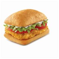 Crispy Chicken Sandwich · Crispy on a brioche bun, served with lettuce, tomato and mayo.