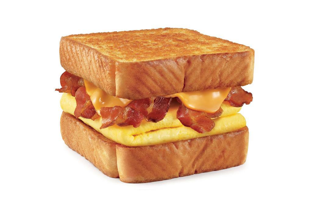 Breakfast Toaster · Served with egg, cheese and choice of sausage or bacon.