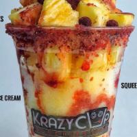 1 Scoop Chamoyada · Your choice of water-based ice cream, chunks of fruit, chaka chakas, and a tamarindo stick, ...