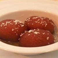 Gulab Jamun · 2 fried little balls of joy. Soaked in a sweet honey syrup.
