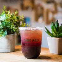 Blueberry Jasmine · Made with freshly cold pressed blueberry and Jasmine Tea