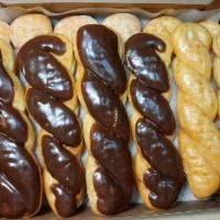 Twist Donut Mix(12Pcs) · 1 dozen of our homemade twist donuts: chocolate glazed, original glazed, and cinnamon sugar.