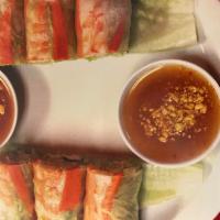 Fresh Spring Roll · Shrimp, chicken , lettuce  noodles, rolled in rice paper and served with sweet and sour pean...