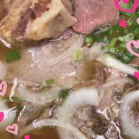 Pho · Beef noodle soup. You can ask for combination come whit slice of beef and meatballs
