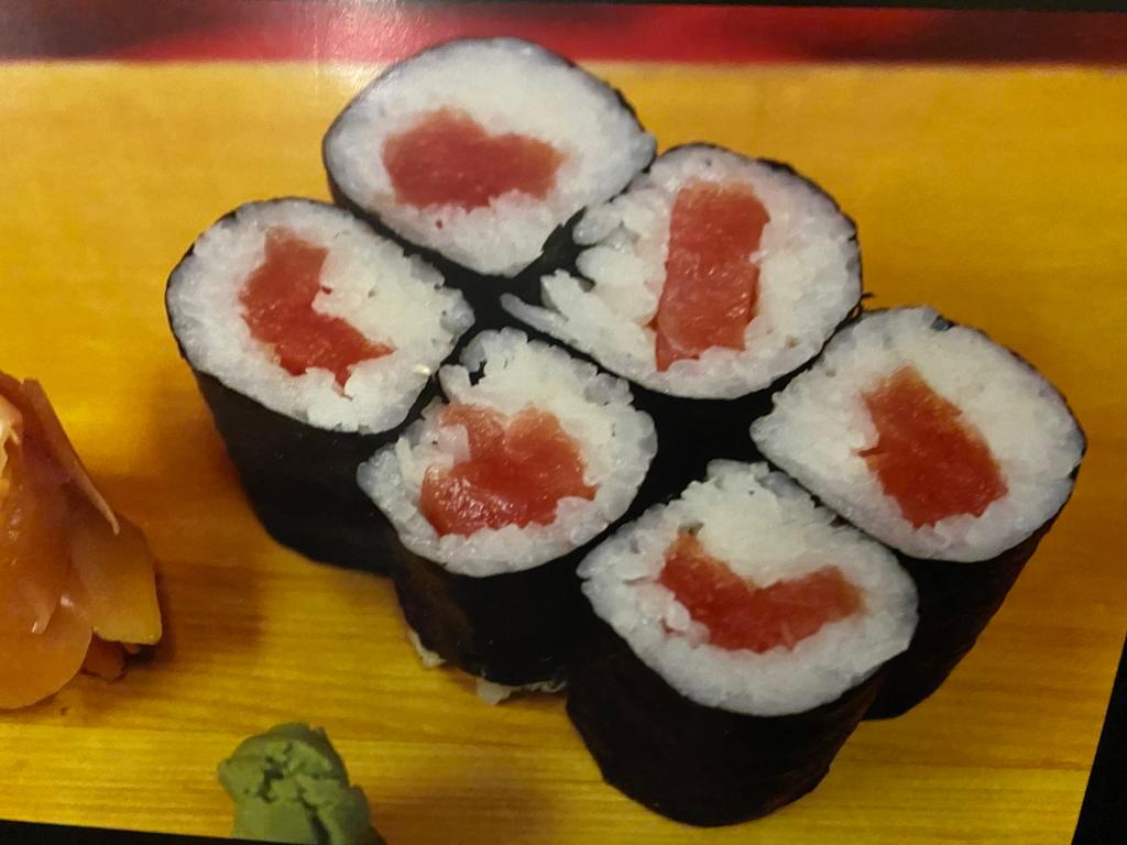 Tuna Roll · Tekka maki. Tuna fish, sushi rice and nori.