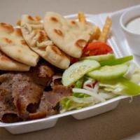 Gyros Plate · The Plate of all Plates! The Gyros Plate is a HUGE plate of Gyros meat that is composed of b...