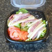 Antipasto Salad · Fresh-cut lettuce, ham, salami, provolone cheese, black olives
and sliced tomatoes.