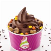 Chocolate Froyo · Pure Chocolate frozen yogurt. Gluten free. Contains milk. Contains live & active cultures.