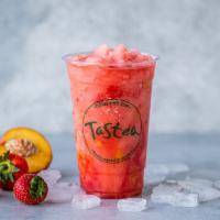 Peach Me Freezie Slush · Peach and strawberry with peach and strawberry bits.