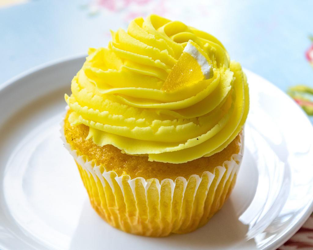 Jumbo GIANT Pucker UP! Cupcake · GIANT Tart 'n sweet lemon cake with a lemon curd filling and lemon buttercream on top.