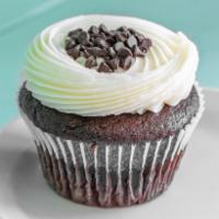 Jumbo GIANT Ebony & Ivory Cupcake · GIANT Rich chocolate cake topped with cream cheese frosting and chocolate chips. Our jumbo c...