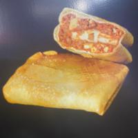 Beef Pizza Puff Sandwich · Crispy pastry puff filled with meaty pizza sauce and cheese.