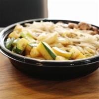 Double Veggie Bowl · Grilled mushroom, onion, zucchini, and bean sprout.

ALLERGENS: soy, wheat/gluten