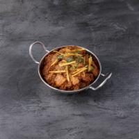 Goat Kadahi · Serves two-three people. Goat made with fresh herbs and spices mild, medium, and spicy.